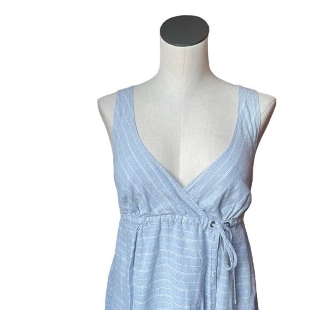 Patagonia Size 4 Hemp Cotton Blend Blue Stripe Sleeveless Faux Wrap Dress